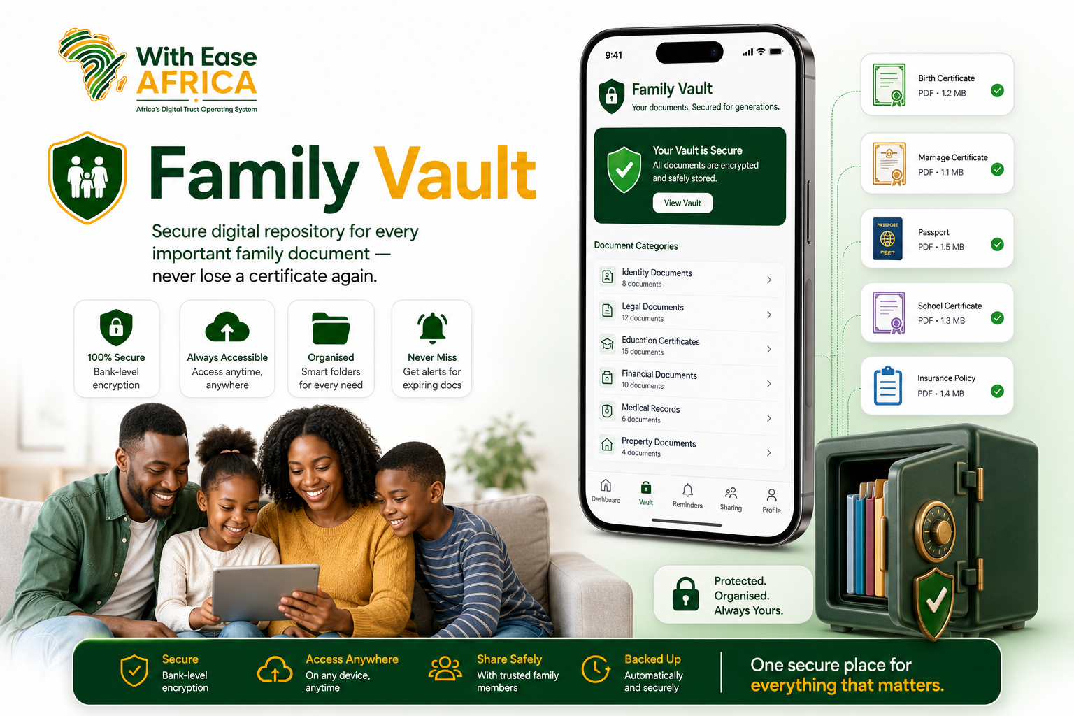 Family Vault module — secure digital repository for family documents